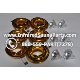 COMPLETE LIGHT ASSEMBLY 220V / 240V - COMPLETE LIGHT ASSEMBLY 6 HOUSING IN GOLD FINISH WITH 6 BULBS 220V / 240V 6